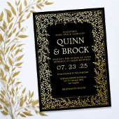 Echte Foil Minimal Leaf Gold Foliage Hochzeit Folieneinladung