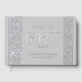 Echte Foil Vintag Bloral Gray Hochzeit Gästebuch (Vorderseite)