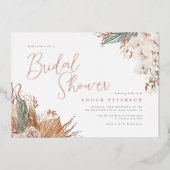 Echte Folie | Boho Orchid & Pampas Brautparty Folieneinladung (Vorderseite)