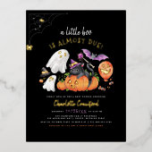 Echte Folie | Boo Niedlich Spooky Halloween Kinder Folie Einladungspostkarte (Vorderseite)