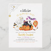 Echte Folie | Eine kleine Boo Cat Halloween Kinder Folie Einladungspostkarte (Vorderseite)