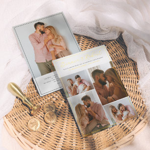 Echte Folie Elegantes Script 5 Foto Collage Wedd Folieneinladung