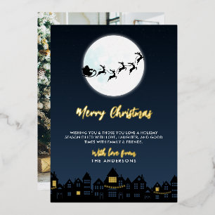 *ECHTE FOLIE* Frohe Weihnachten Santas Schlitten & Folien Feiertagskarte