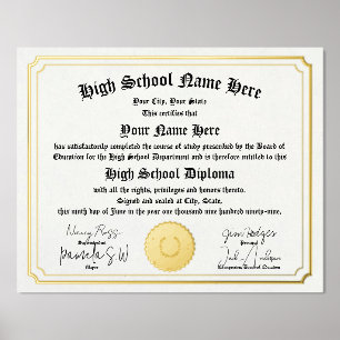 Echte Folie High School Diploma, GED, Hausschule Foliendrucke
