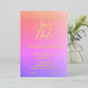 Echte Folie Pink Ombre Hochzeit Save the Date Einl Folieneinladung