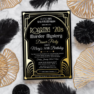Echte Folie Roaring 20s Mord-Mystery-Einladung Folieneinladung