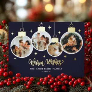 *ECHTE FOLIE* Warme Wünsche 4 Ornament-Fotos Folien Feiertagskarte