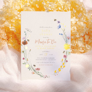 Echte Folien-Mama-To-Bee-Wildblumen-Boho-Baby-Part Folieneinladung
