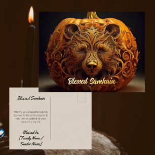 Echte Folien-Samhain-Postkarte   Pagan Herbst-Tagu Folien Feiertagspostkarte
