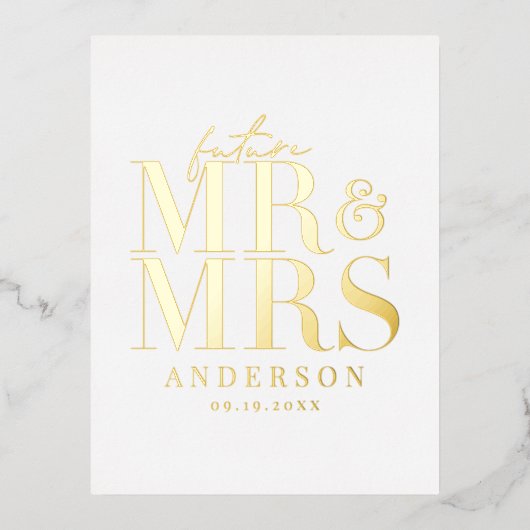 echte Folientypografie Save the Date Postkarte (Vorderseite)