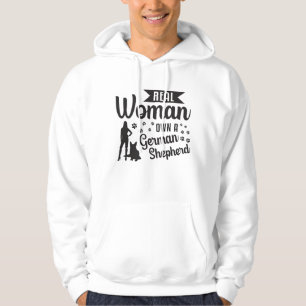 Echte Frau besitzt einen deutschen Schäferhund Hun Hoodie