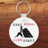 Echte Frauen heben schwere Schlüsselketten auf Schlüsselanhänger (Vorderseite)