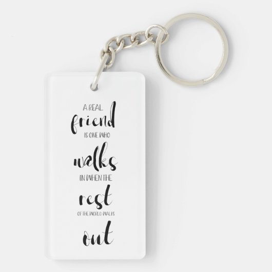 echte Freundschaft Zitat Schwarz-Weiß niedlich Schlüsselanhänger (Rückseite)