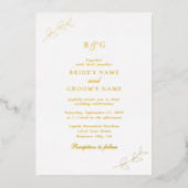 Echte Gold Foil Blätter Elegante Monogram Wedding Folieneinladung (Vorderseite)