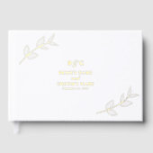 Echte Gold Foil Blätter Elegante Monogram Wedding Gästebuch (Vorderseite)