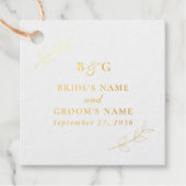 Echte Gold Foil Blätter Elegante Monogram Wedding Geschenkanhänger (Vorderseite)