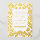 Echte Gold Foil Blues Hochzeit Sichern Sie die Dat Folieneinladung (Vorderseite)