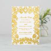 Echte Gold Foil Blues Hochzeit Sichern Sie die Dat Folieneinladung (Stehend vorne)