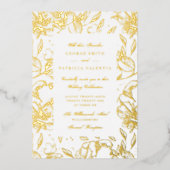 Echte Gold Foil Blume Hand Drawn Elegante Hochzeit Folieneinladung (Vorderseite)