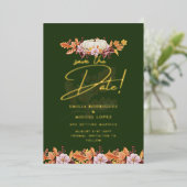 Echte GOLD FOIL Fall Pumpkin Rett Date Wedding Foi Folieneinladung (Stehend vorne)