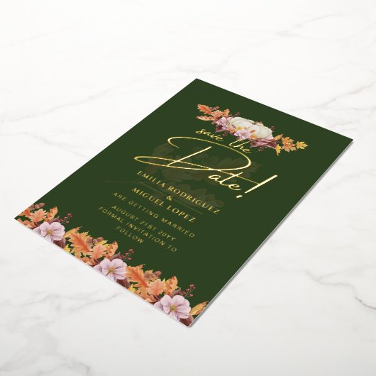 Echte GOLD FOIL Fall Pumpkin Rett Date Wedding Foi Folieneinladung (Gedreht)