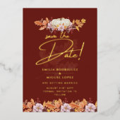 Echte GOLD FOIL Fall Pumpkin Rett Date Wedding Foi Folieneinladung (Vorderseite)