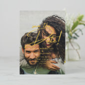 Echte GOLD Foil Foto Overlay Save the Date Hochzei Folieneinladung (Stehend vorne)