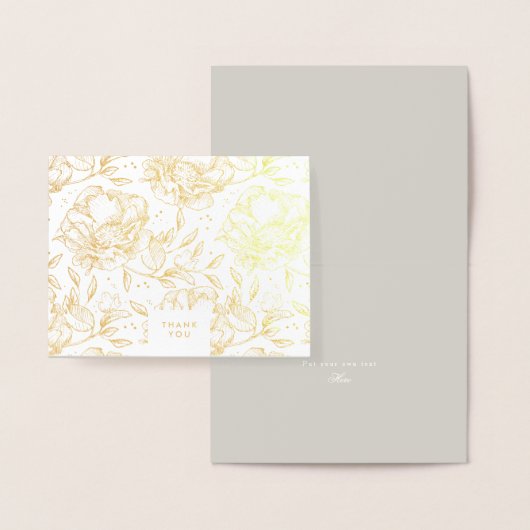 Echte Gold Foil Hand gezogene Blume Danke Karte (Anzeige)