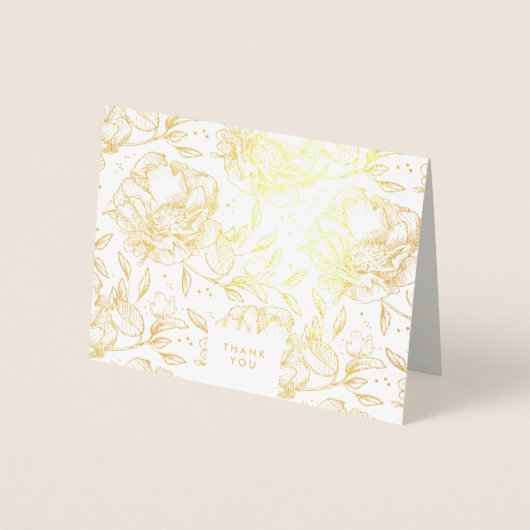 Echte Gold Foil Hand gezogene Blume Danke Karte (Vorderseite)