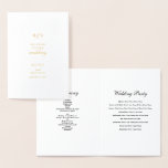Echte Gold Foil Hochzeitsorden des Serviceprogramm Folienkarte<br><div class="desc">Ein wunderschönes echtes Goldfolie Hochzeitsprogramm mit mit Monogramm Initialen,  gerahmt von Goldfolie-Blätter. Eine atemberaubende Hochzeitsreihenfolge von Service-Programm-Design mit minimalistischer klassischer Typografie. Traditionelle Schrift Typografie und Damast Kranz schaffen eine zeitlose elegante Goldfolie Hochzeitsreihenfolge des Service-Programms.</div>