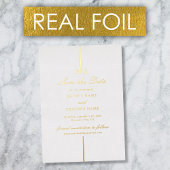 Echte Gold Foil Monogram Wedding Save the Date Folieneinladung