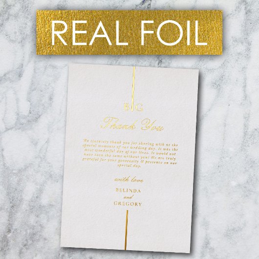 Echte Gold Foil Monogram Wedding Vielen Dank Folieneinladung