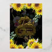 Echte Gold Foil Pampas Gras Hochzeit retten das Da Folieneinladung (Vorderseite)