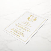 Echte Gold Foil Wappen Monogram Wedding Folieneinladung (Gedreht)