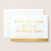 Echte Gold Foil Wedding Table Zelt Sign Card Folienkarte (Vorderseite mit Umschlag)