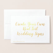 Echte Gold Foil Wedding Table Zelt Sign Card Folienkarte (Rückseite mit Umschlag)