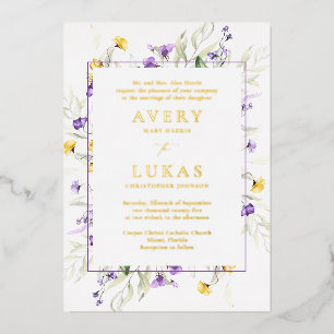 Echte Gold-Pfingstrosen-Blumen Elegante Monogramm- Folieneinladung