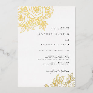 Echte Goldfoil-Hochzeit für die Rose Folieneinladung