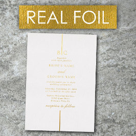 Echte Goldfoil-Minimalistische Mongram-Hochzeit Folieneinladung