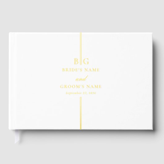 Echte Goldfoil-Minimalistische Mongram-Hochzeit Gästebuch (Vorderseite)