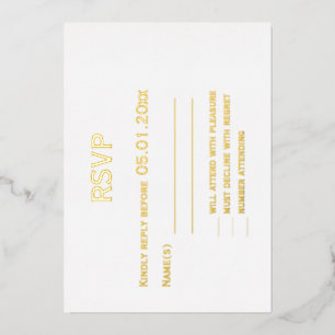 Echte Goldfolie Elegante Schwule Hochzeit RSVP-Kar Folieneinladung
