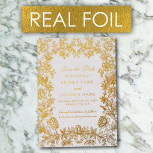 Echte Goldfolie Florale Hochzeit Save the Date Kar Folieneinladung