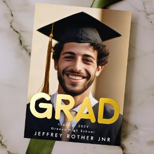Echte Goldfolie GRAD FUN Moderne Foto-Ankündigung Folieneinladung