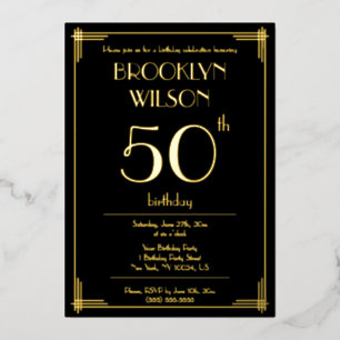 Echte Goldfolie Great Gatsby Geburtstagsparty-Einl Folieneinladung