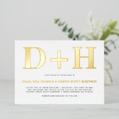 Echte Goldfolieninitialen fett formatierte Typogra Folieneinladung (Stehend vorne)