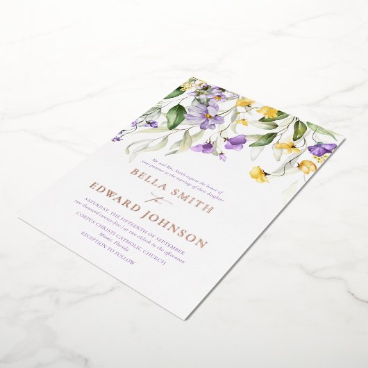 Echte Goldmedaille und Lila Monogramm Folieneinladung (Gedreht)