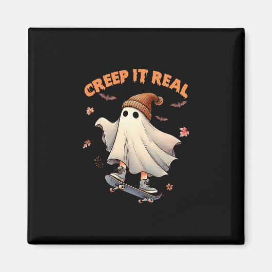 Echte Grusel-Skateboarding-Geist Retro-Halloween Magnet (Vorne)