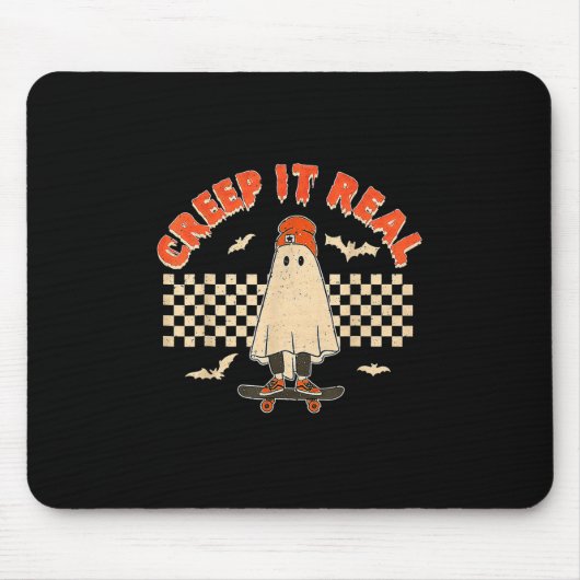 Echte Grusel-Skateboarding-Geist Retro-Halloween Mousepad (Vorne)