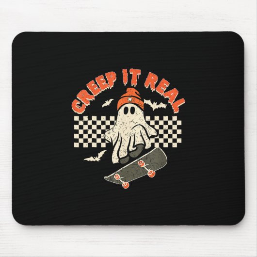 Echte Grusel-Skateboarding Retro-Halloween-Geist Mousepad (Vorne)