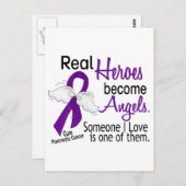 Echte Helden werden Engel Bauchspeicheldrüsenkrebs Postkarte (Vorne/Hinten)
